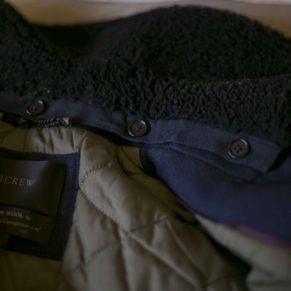 J.Crew Collection shearling bomber jacket | Navy | size 4 - Picture 7 of 16